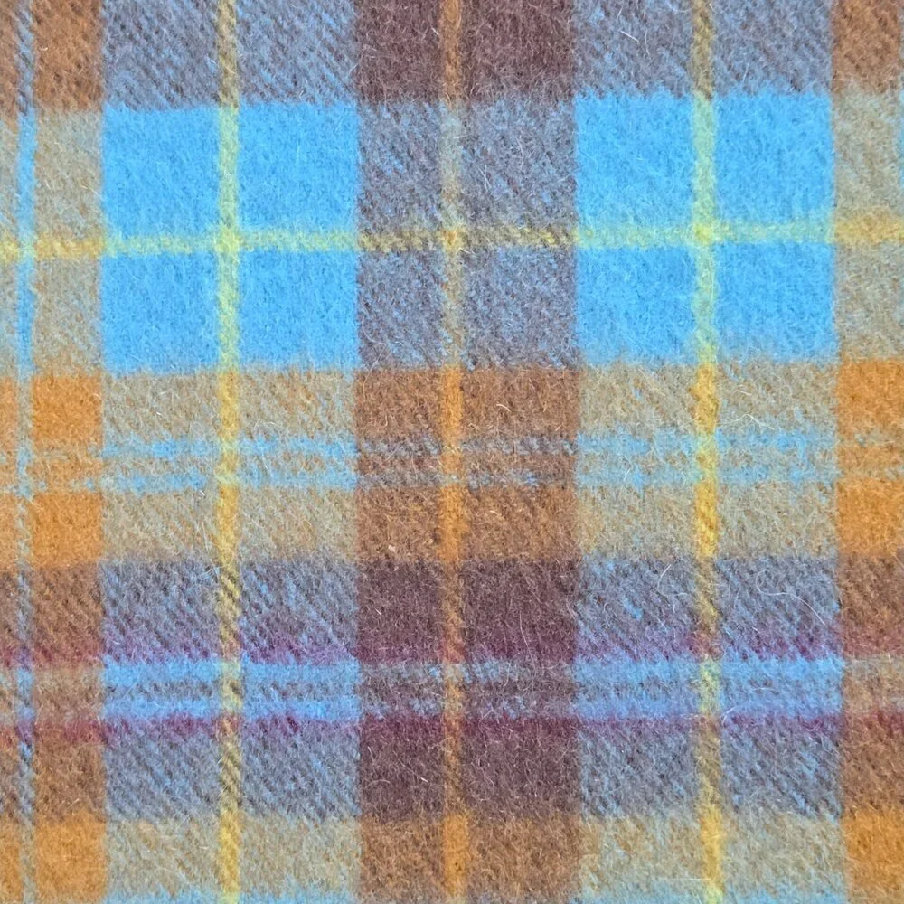 Plaid Cashmere Woven Scarf Blue Brown